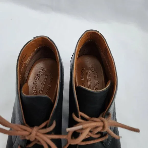 Kork Ease Helen Leather Ankle Boots Women's 6 Black Brown Lace Up Heritage Derby - Picture 6 of 14